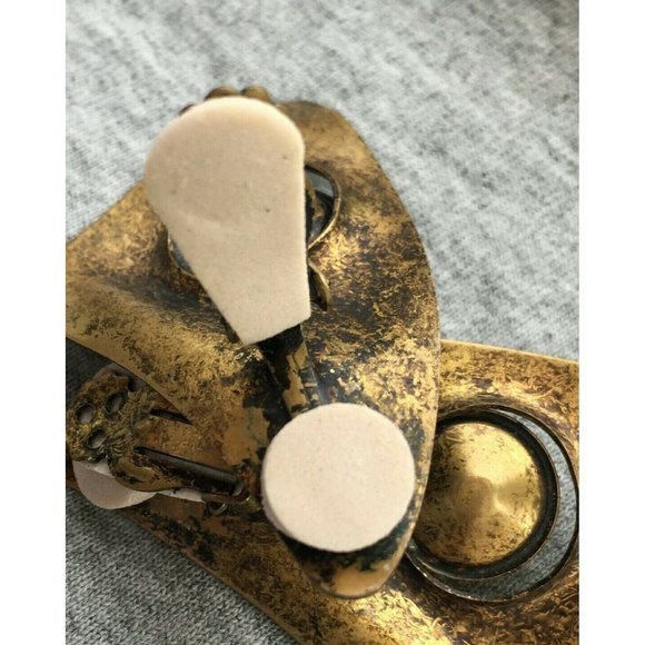 VTG Robert Lee Morris? Avant-Garde Faux Pearl gold tone EARRING Couture designer - Picture 4 of 6